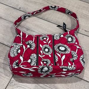 Vera Bradley Deco Daisy Handbag Purse Red White Black Flower Floral Retired